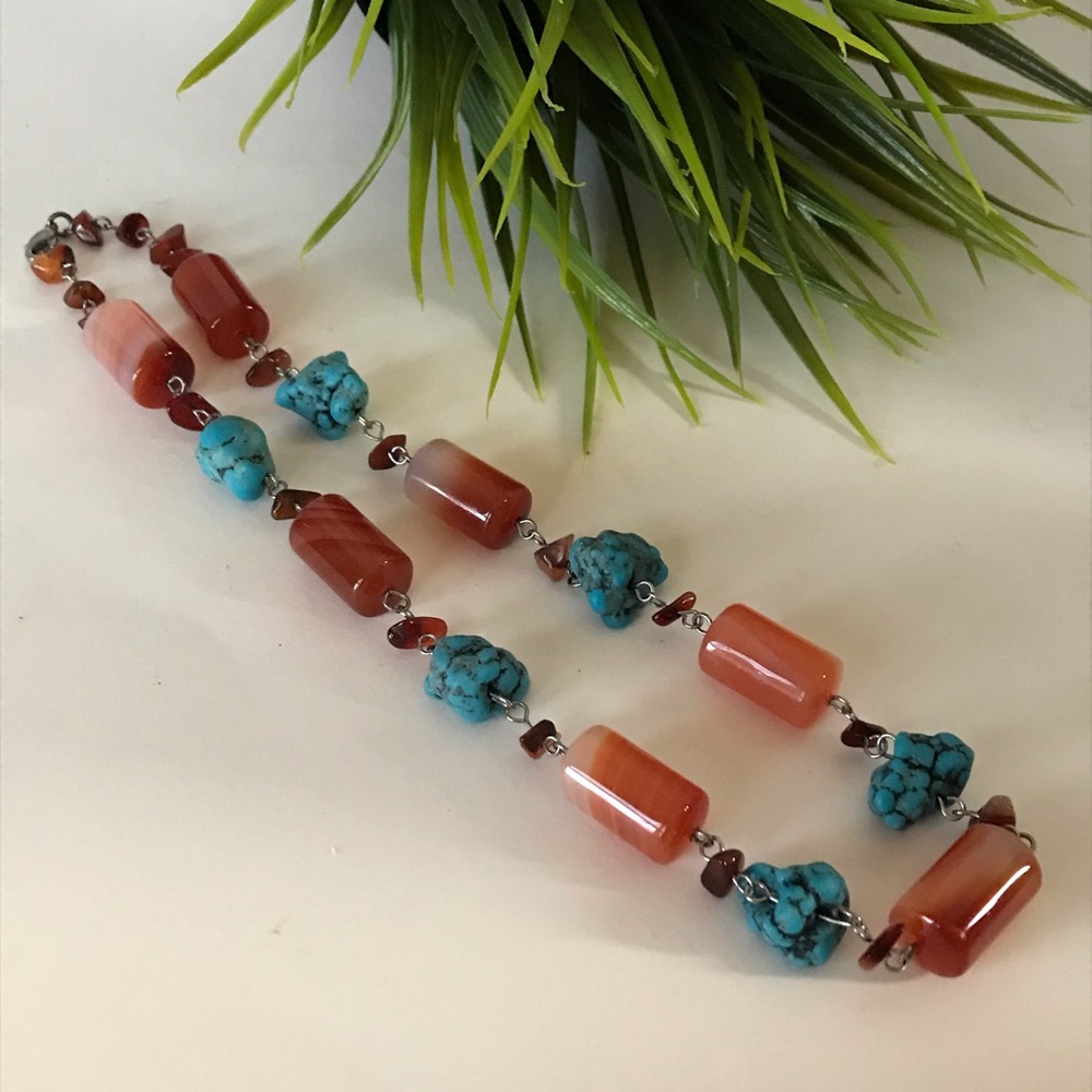 Vintage Natural stone turquoise agate necklace